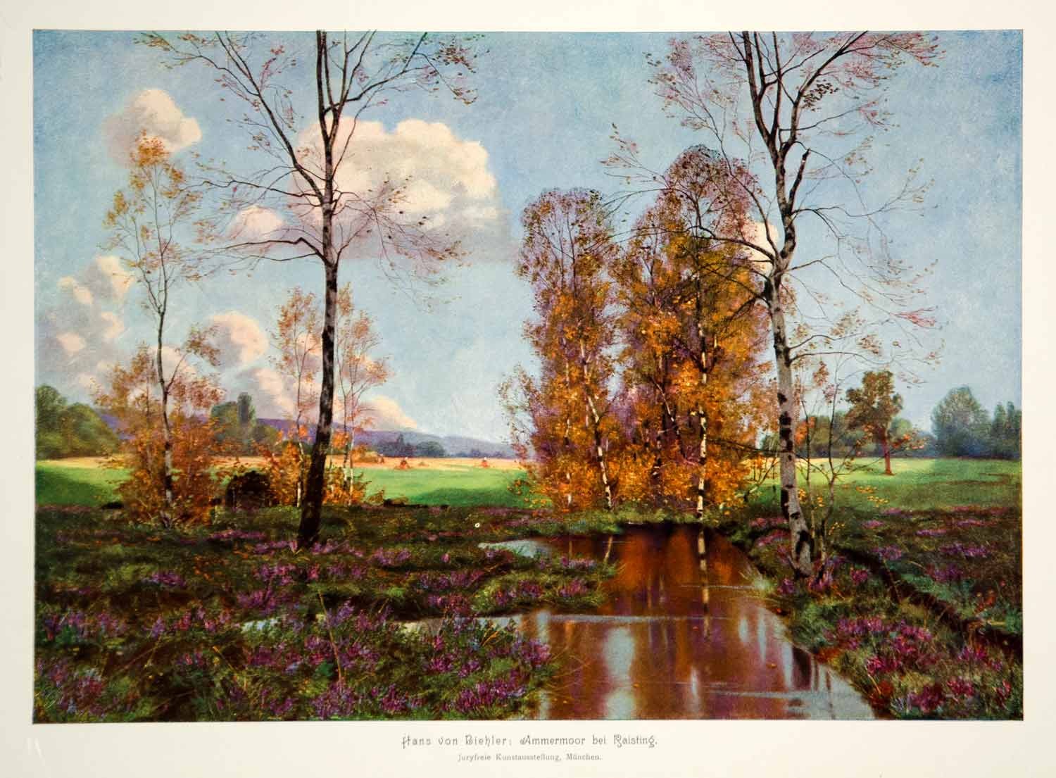 1912 Photolithograph Hans von Biehler Art Raisting Bavaria Germany Landscape MK4
