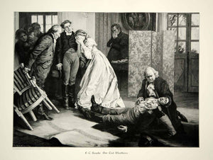 1912 Wood Engraving Werther Opera Death Scene Poet Jules Massenet F.C. Baude MK4