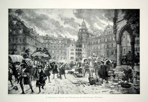 1912 Print Heidelburg Castle Heidelberger Schloss Fire Looting E. Sturtevant MK4