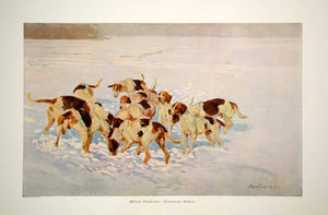 1912 Photolithograph Alfons Purtscher Hunting Dogs Hounds Verlorene Fahrte MK4