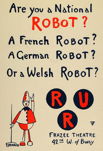 1924 Lithograph R.U.R. Carlo de Fornaro Mini Poster Art Rossums Universal Robots