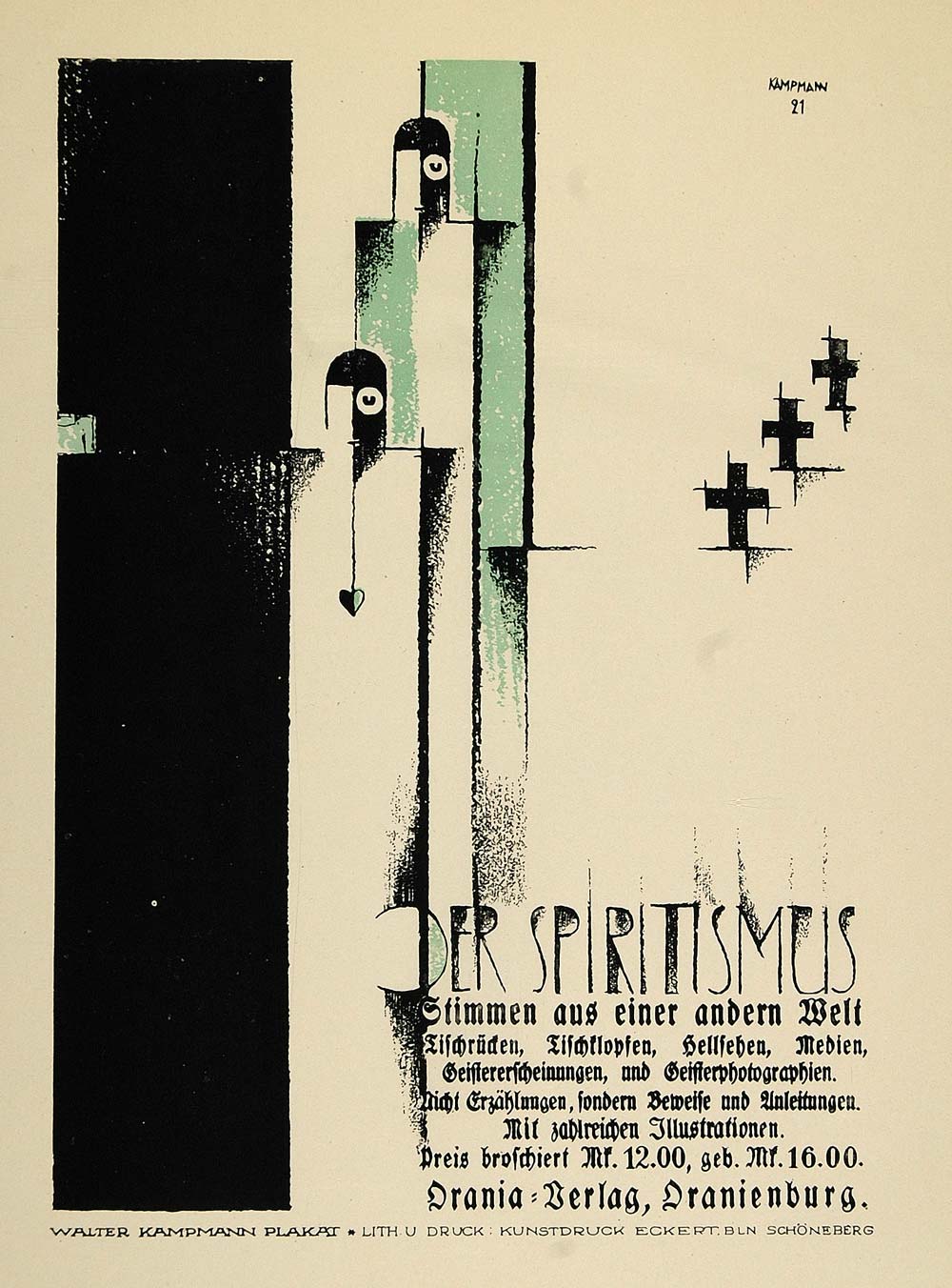 1924 Lithograph Walter Kampmann Der Spiritismus Mini Poster Art Das Plakat