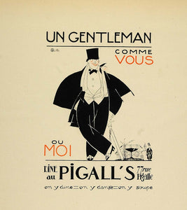 1924 Lithograph Charles Martin Mini Poster Art Deco Pigall's Un Gentleman Paris