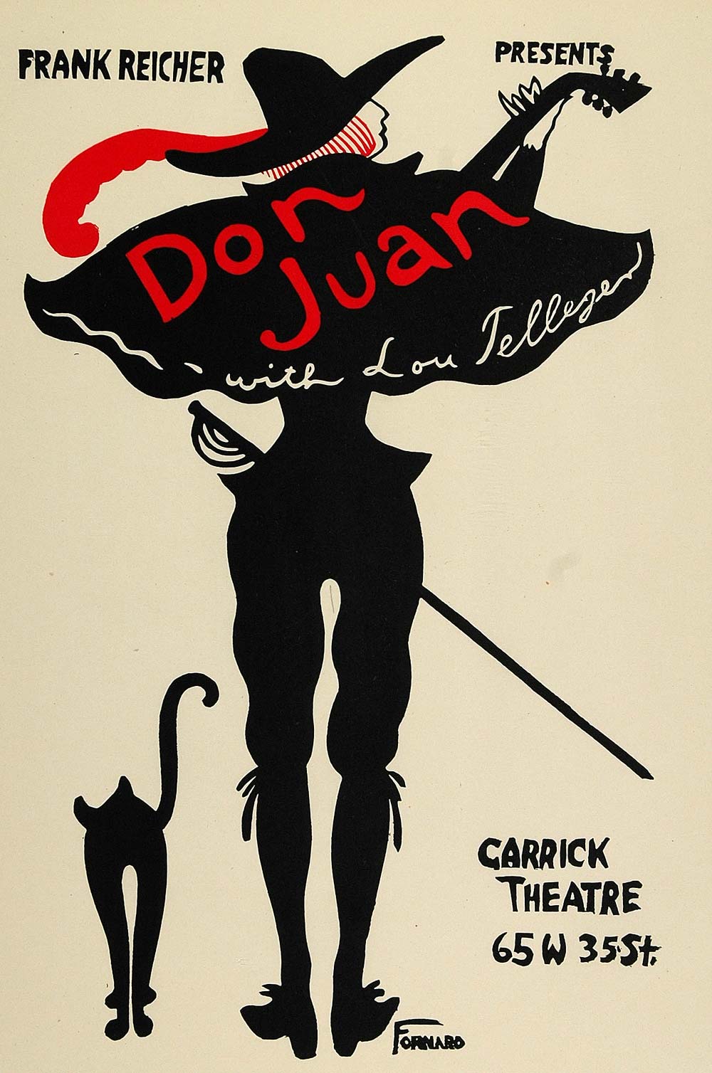 1924 Lithograph Carlo de Fornaro Mini Poster Art Don Juan Carrick Theatre Play