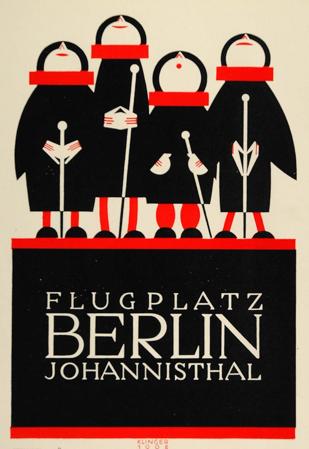 1924 Lithograph Julius Klinger Mini Poster Art Flugplatz Johannisthal Air Field