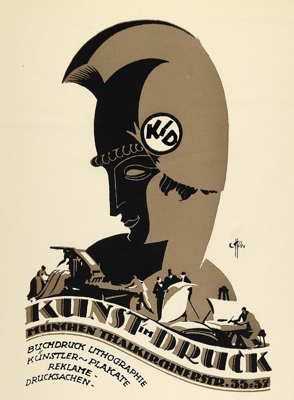 1924 Lithograph Otto Ottler Mini Poster Art Deco Kunst im Druck Centurion Roman