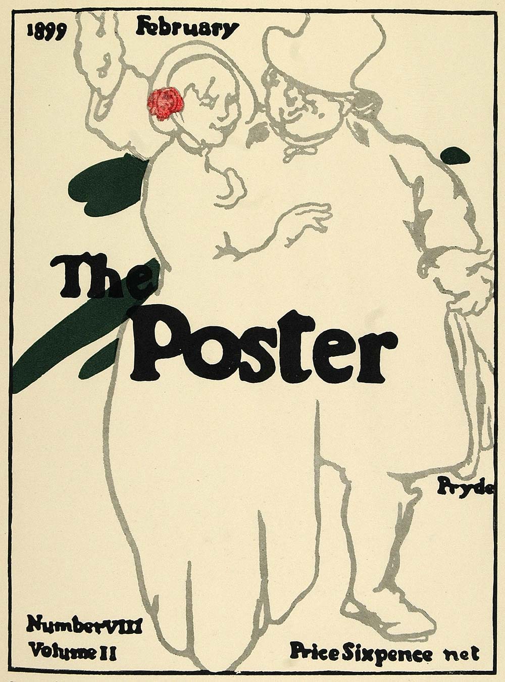 1924 Lithograph James Pryde Mini Poster Art The Poster Cover February 1899