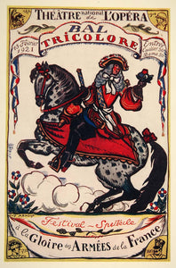 1924 Print Guy Arnoux Mini Poster Art French Opera Bal Tricolore Theatre Horse