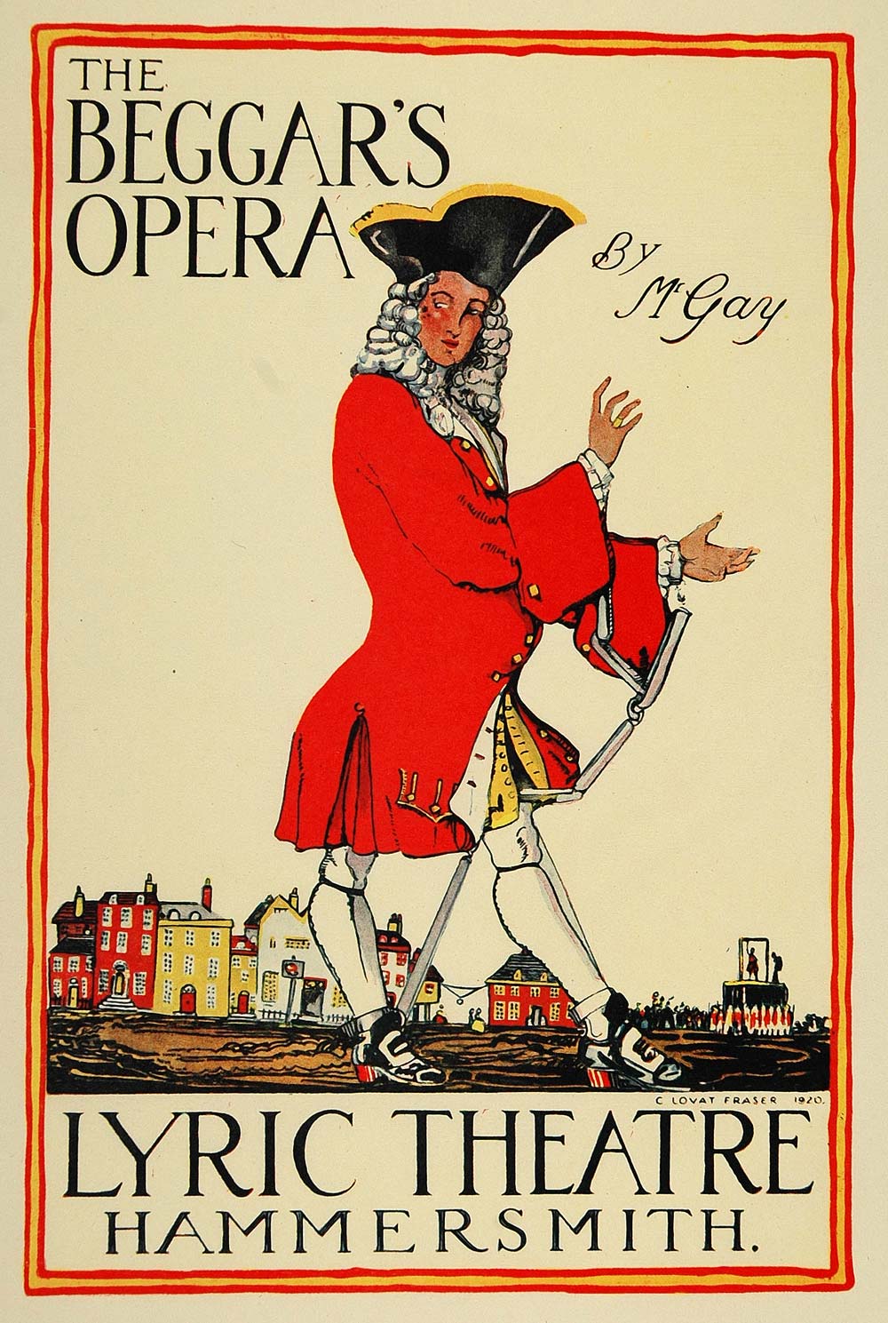 1924 Print Claud Lovat Fraser Mini Poster Art Beggar's Opera Lyric Theatrical