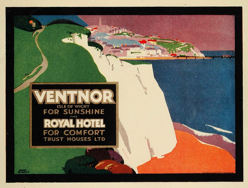 1924 Print Frank Newbould Mini Poster Art Ventnor Isle of Wight Travel England