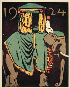 1924 Print Charles Buckles Falls Mini Poster Art Elephant Mahout Transportation