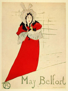 1924 Print Toulouse Lautrec Mini Poster Art May Belfort Cabaret Singer Theatre