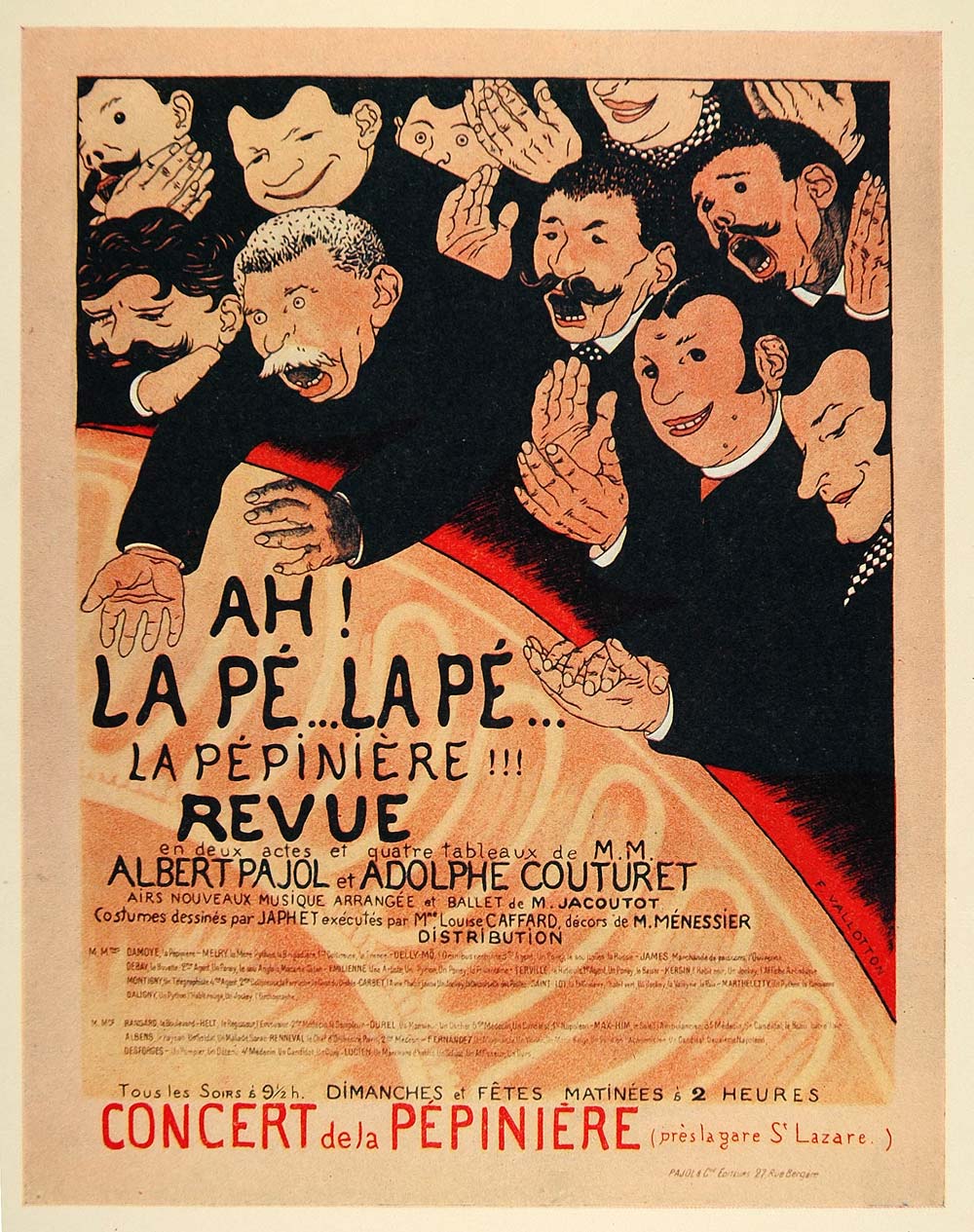 1924 Print Felix Vallotton Mini Poster Art Audience Concert La Pepiniere Revue