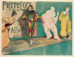 1924 Print Henri-Gabriel Ibels Mini Poster Pierrot Harlequin Clown Pierrefort