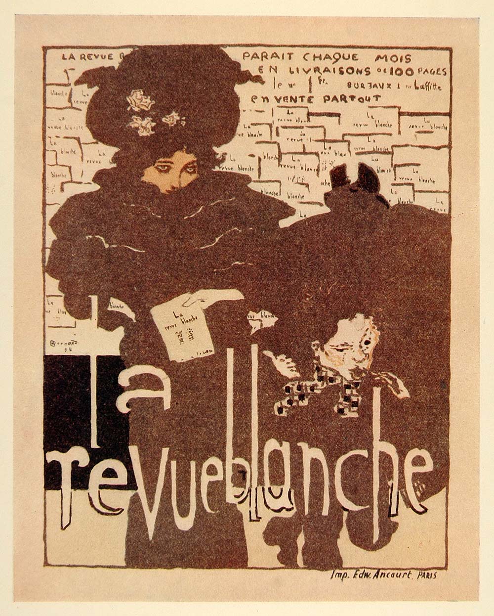 1924 Print Pierre Bonnard Mini Poster Art La Revue Blanche French Journal Paris