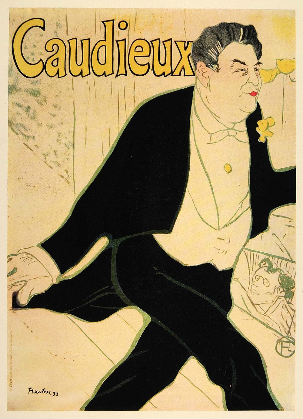 1924 Print Henri de Toulouse-Lautrec Mini Poster Art Caudieux Stage Theatrical