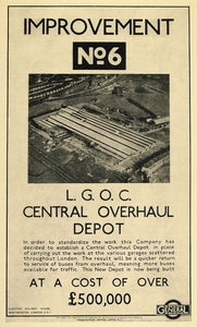 1924 Print London General Omnibus Overhaul Depot Mini Poster Art Advertising