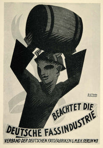 1924 Print Walenty Zietara Mini Poster Art German Barrel Deutsche Fassindustrie