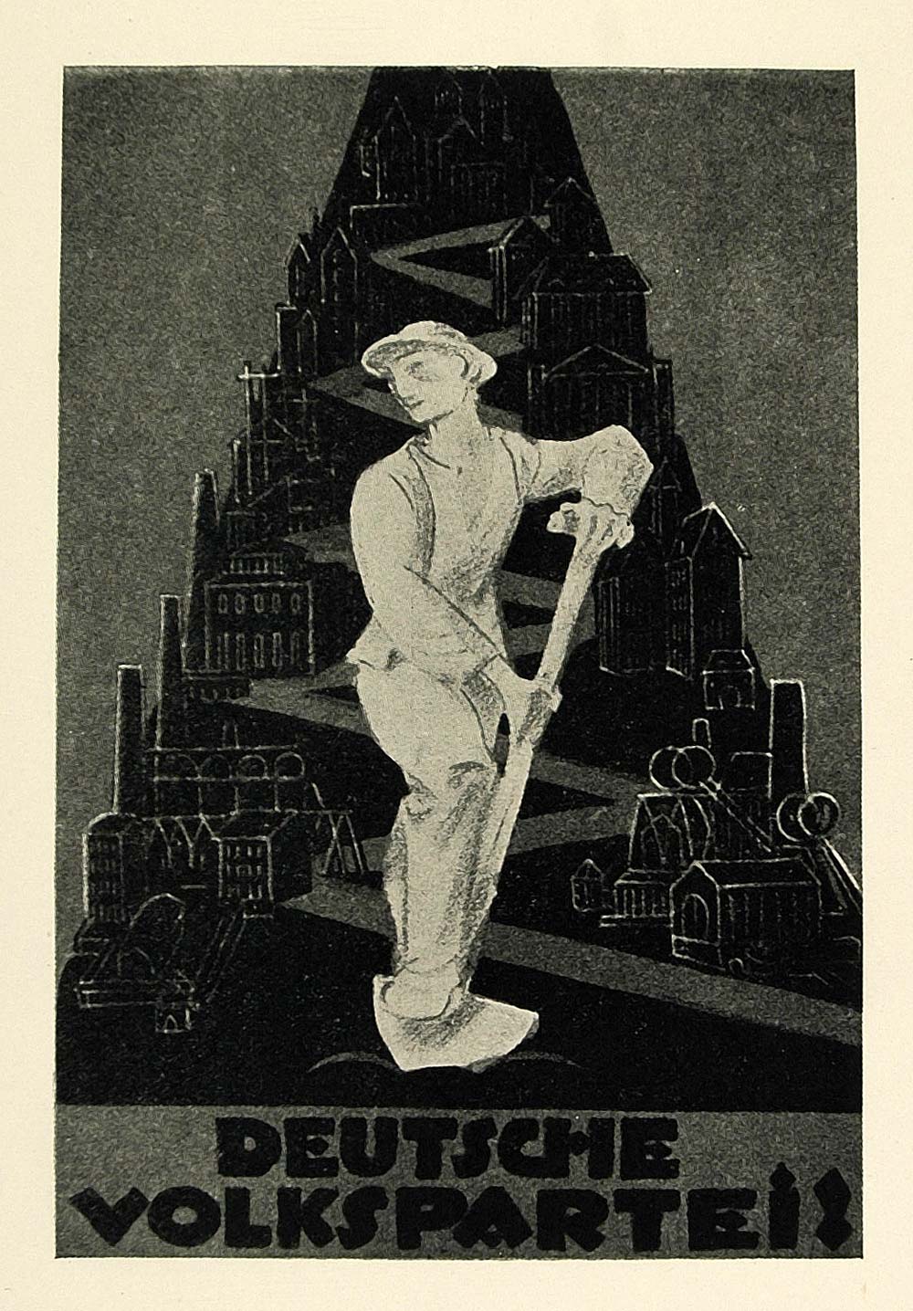 1924 Print Franz Glass Poster Art Deutsche Volkspartei German People's Party DVP