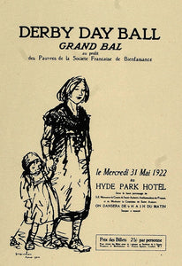 1924 Print Theophile Alexandre Steinlen Poster Art Derby Day Ball Children WWI