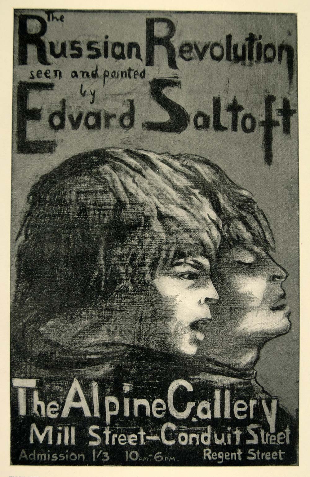 1924 Print Edvard Saltoft Poster Art Russian Revolution Alpine Gallery London