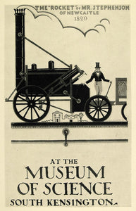 1924 Print E. McKnight Kauffer Poster Art Science Museum Rocket Locomotive Train