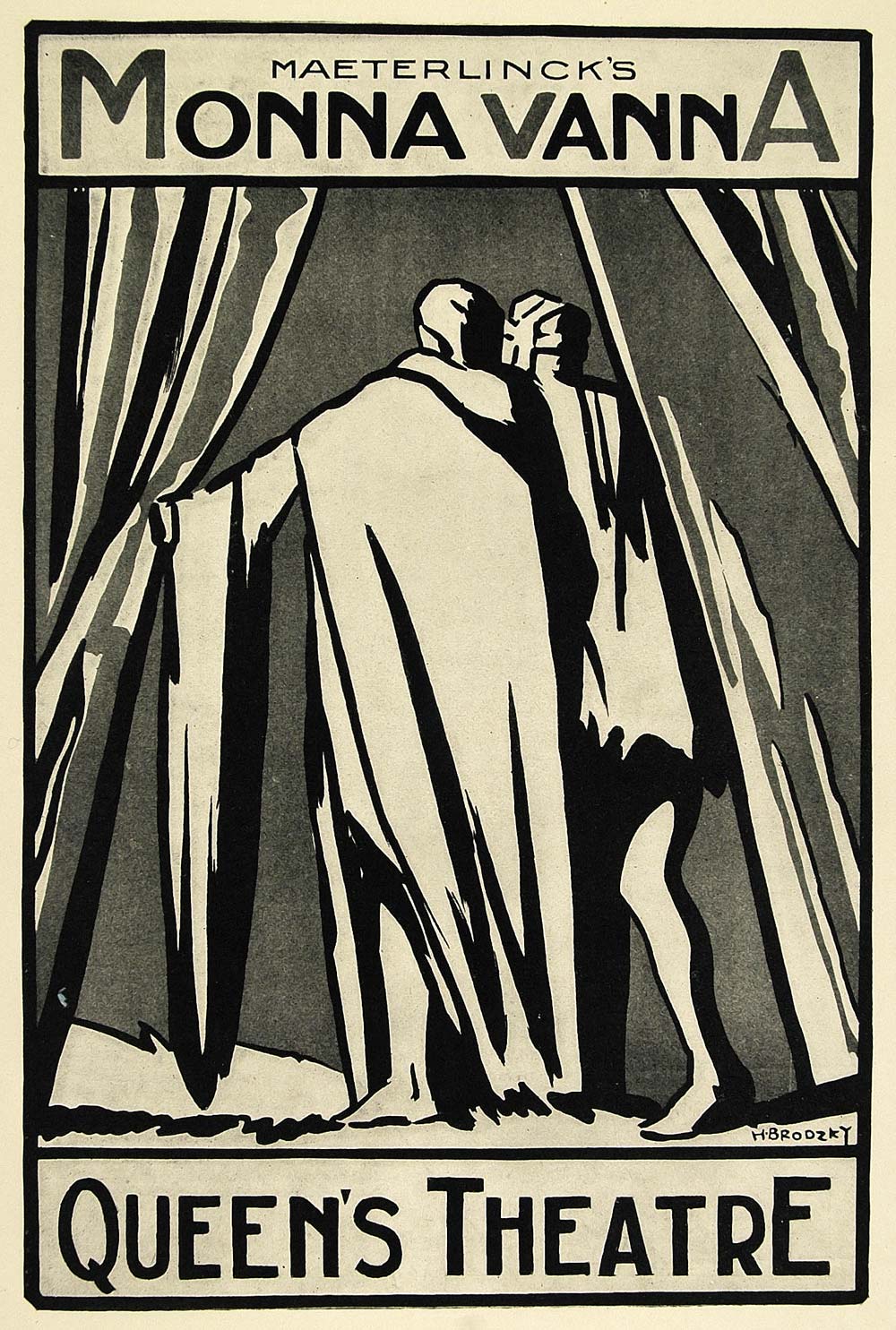 1924 Print Horace Brodzky Mini Poster Art Deco Monna Vanna Queen's Theatre Play