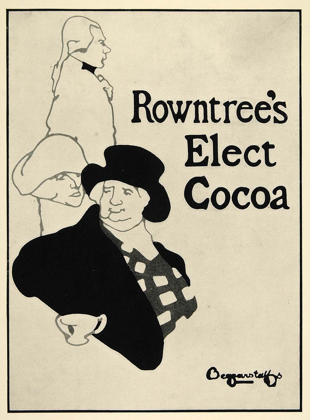 1924 Print Beggarstaff Brothers Poster Art Rowntree's Elect Cocoa Advertising