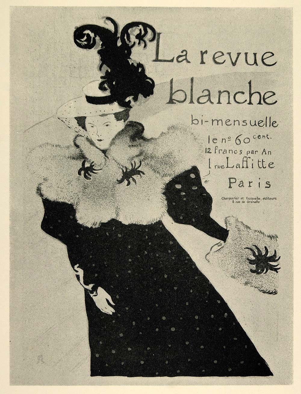 1924 Print Henri de Toulouse-Lautrec Poster Art La Revue Blanche Cover Paris Ad