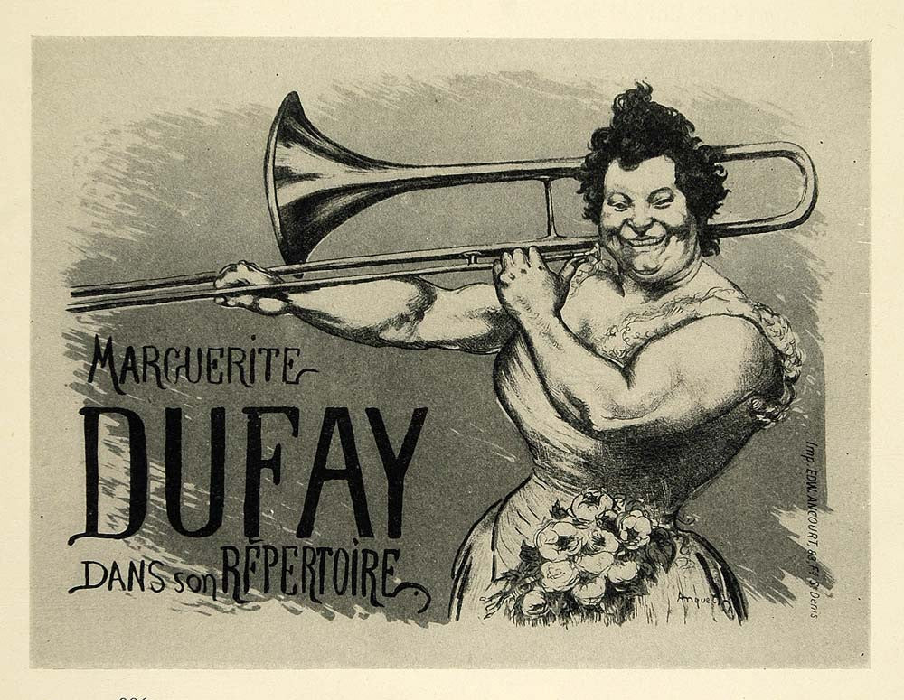 1924 Print Louis Anquetin Mini Poster Art Marguerite Dufay Trombone Trombonist
