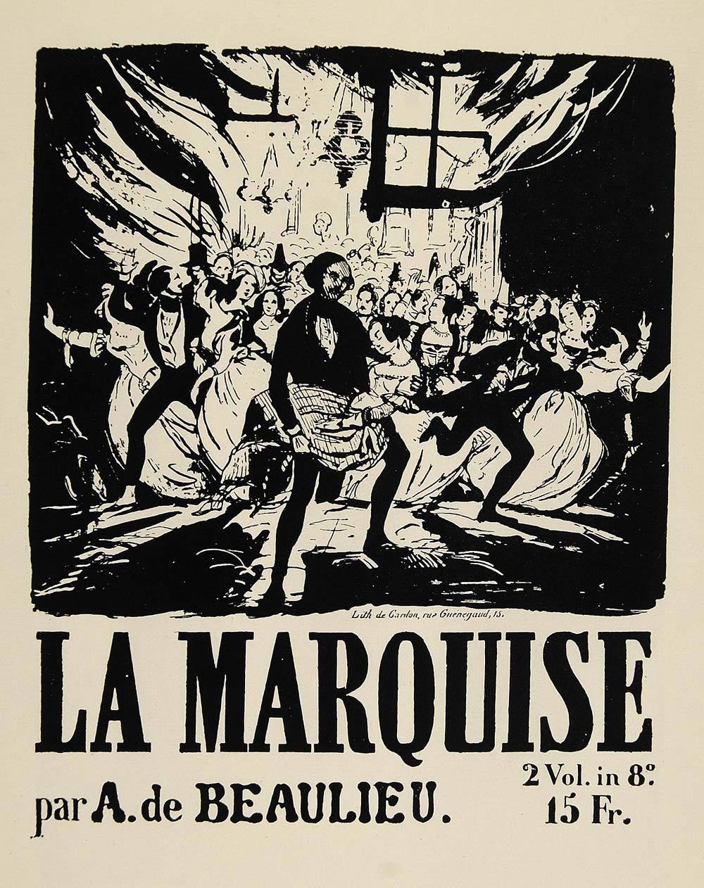 1924 Print French Mini Poster Art La Marquise A. de Beaulieu Book Illustration