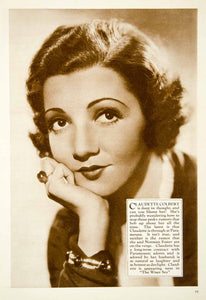 1932 Rotogravure Claudette Colbert Wiser Sex Portrait Actress Movie Film MMM1