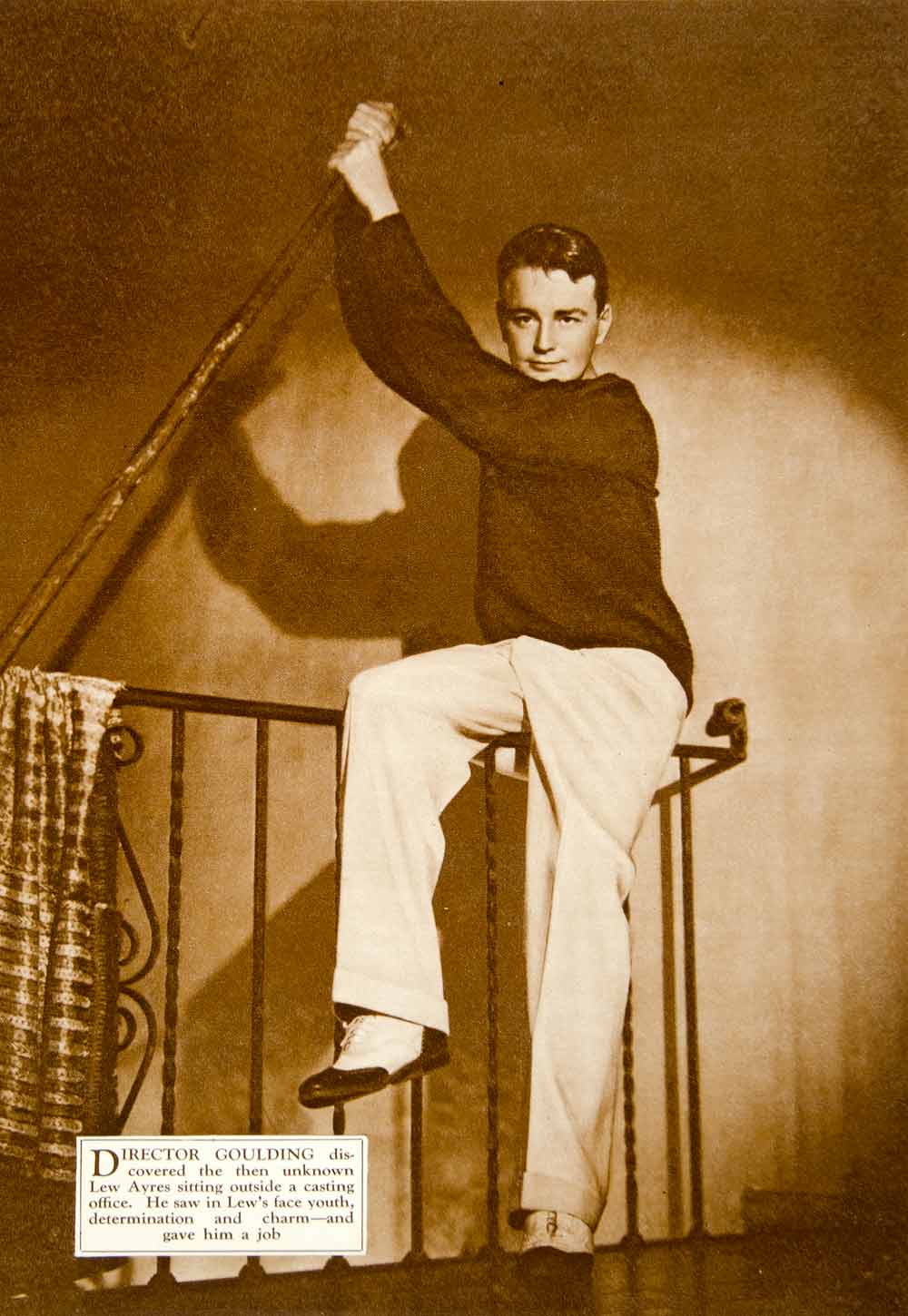 1932 Rotogravure Lew Ayres Movie Film Star Actor Portrait Fashion Pose MMM1