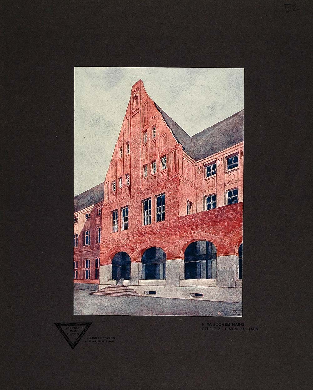 1905 Print F. W. Jochem Architecture City Hall Rathaus - ORIGINAL MOB1