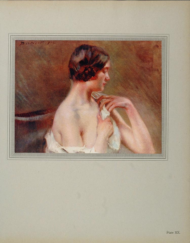 1919 Pilade Bertieri Etude Woman Portrait Color Print - ORIGINAL MODART