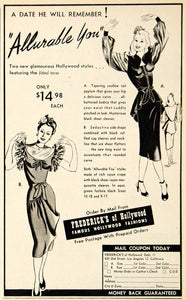 1947 Ad Frederick's Hollywood Dress Peplum Allurable you Rayon 420 Ord MOV1
