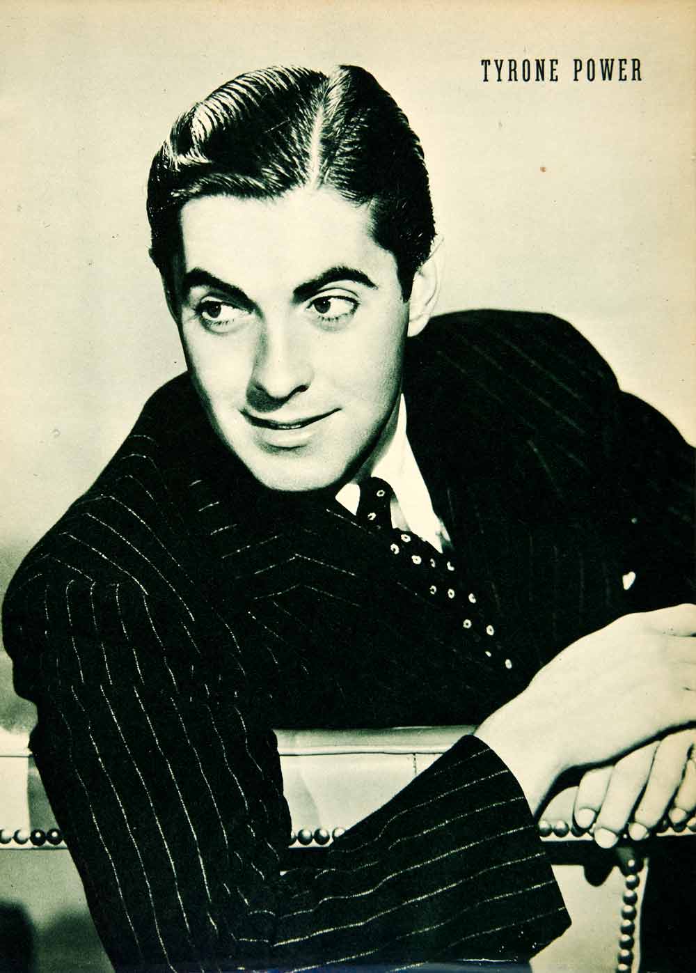 1940 Rotogravure Tyrone Power Jr. Hollywood Actor Famous Portrait Star MOV1