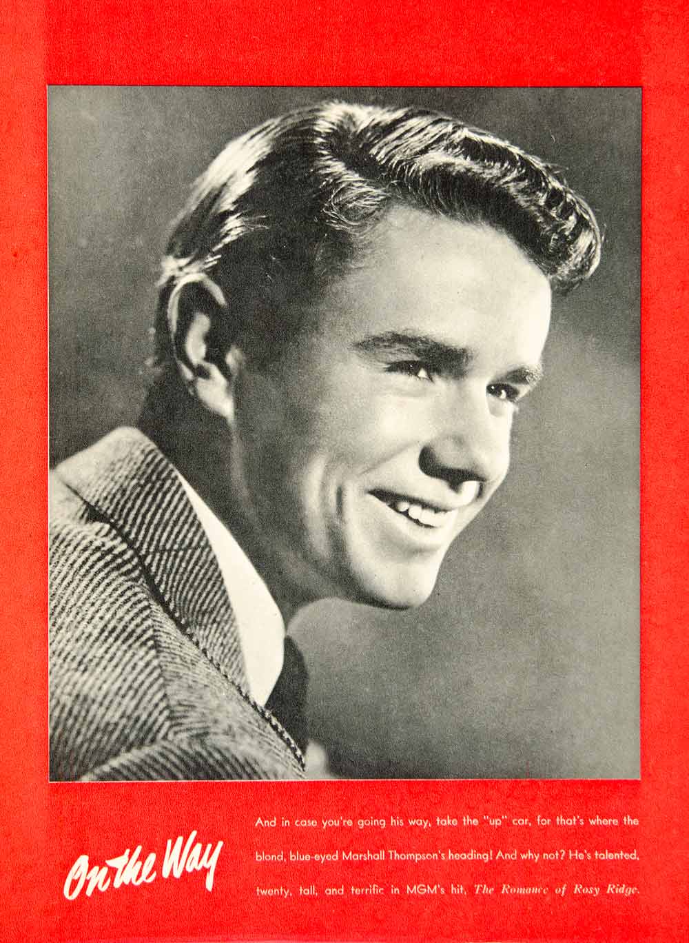 1947 Rotogravure Marshall Thompson Romance Rosy Ridge Actor Celebrity MOV1