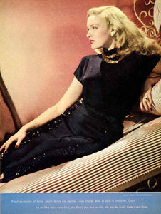 1947 Rotogravure Linda Dornell Amber Actress Portrait Dress Blond Celebrity MOV1