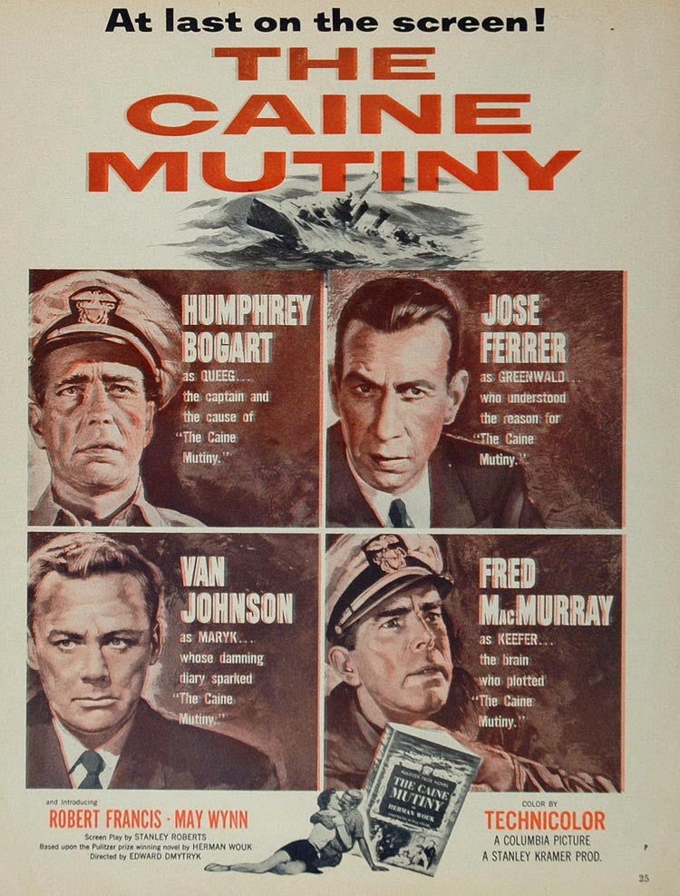 1954 Movie Ad Caine Mutiny Humphrey Bogart Van Johnson - ORIGINAL MOVIE2 - Period Paper
