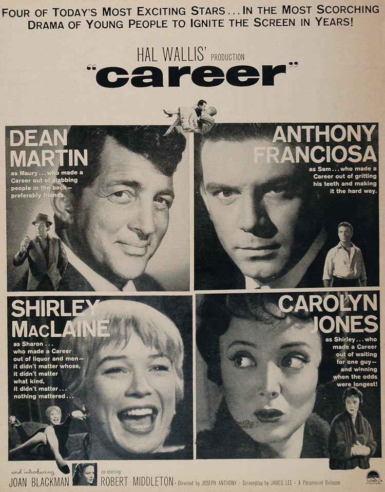 1959 Movie Ad Career Dean Martin Anthony Franciosa Film - ORIGINAL MOVIE2