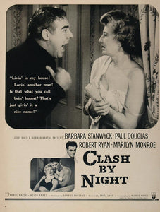 1952 Movie Ad Clash By Night Stanwyck Fritz Lang Film - ORIGINAL MOVIE2