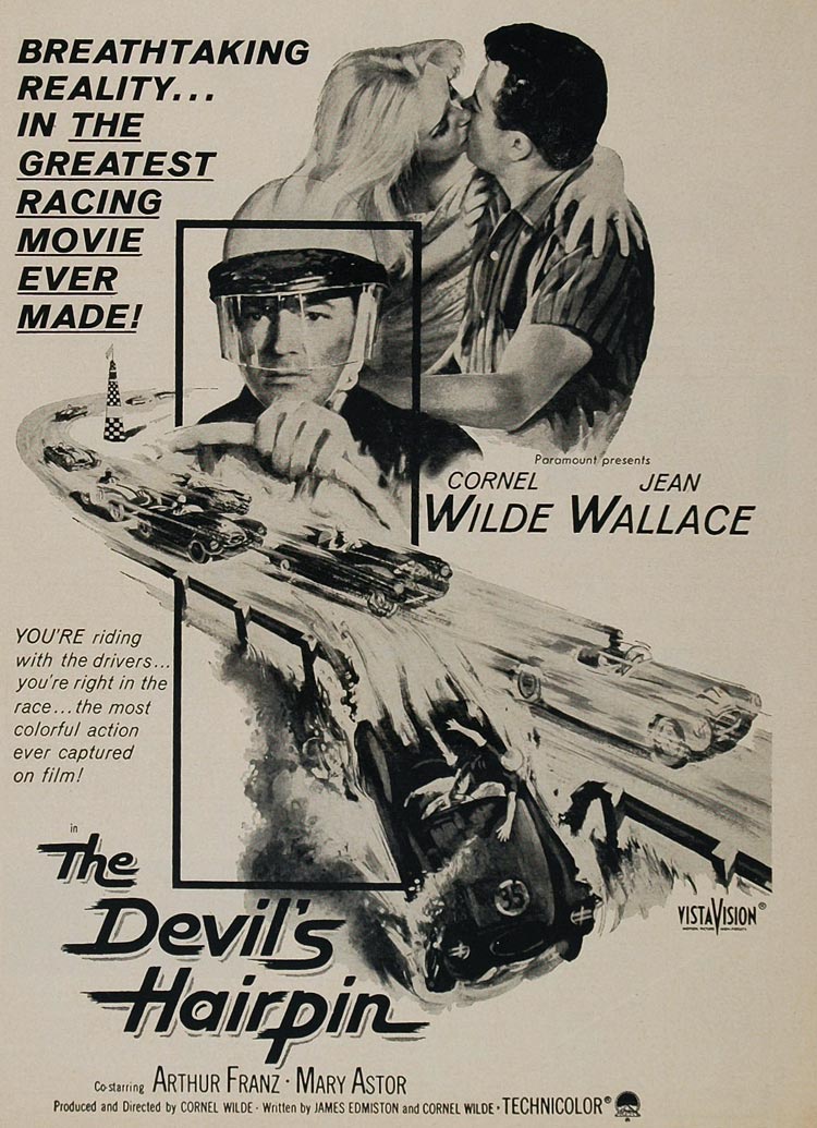 1957 Movie Ad Devil's Hairpin Cornel Wilde Race Car - ORIGINAL MOVIE2