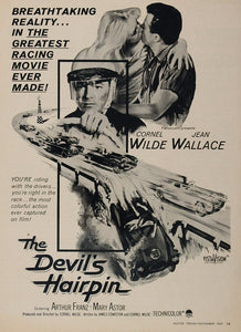 1957 Movie Ad Devil's Hairpin Cornel Wilde Car Racing Action Romance MOVIE2