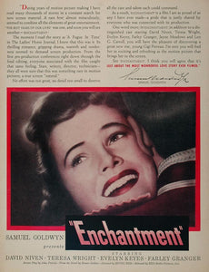 1948 Movie Ad Enchantment David Niven Teresa Wright - ORIGINAL MOVIE2 - Period Paper
