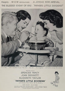 1951 Movie Ad Father's Little Dividend Spencer Tracy - ORIGINAL MOVIE2