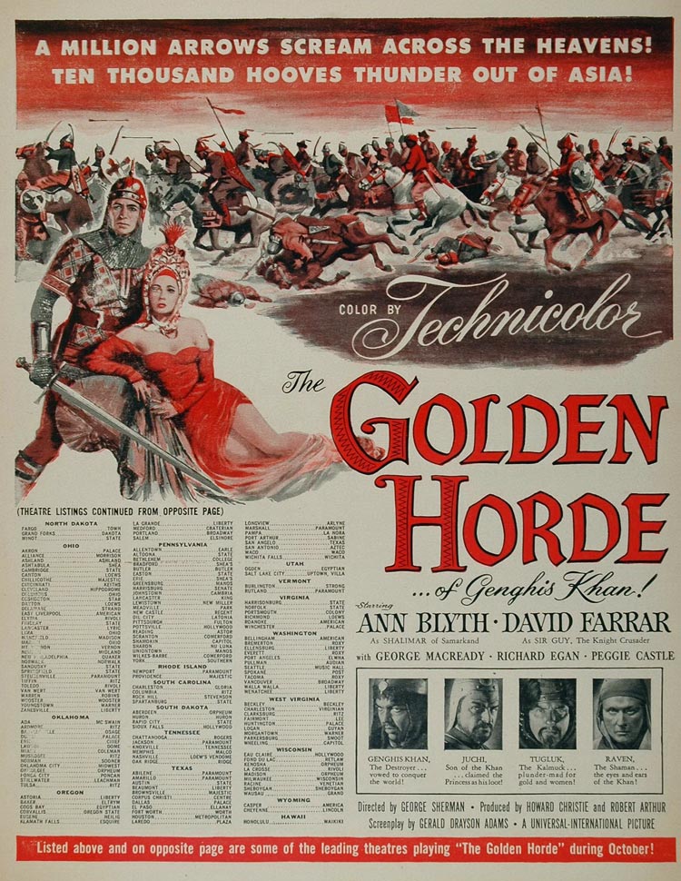 1951 Movie Ad Golden Horde Genghis Khan Ann Blyth - ORIGINAL ADVERTISING MOVIE2