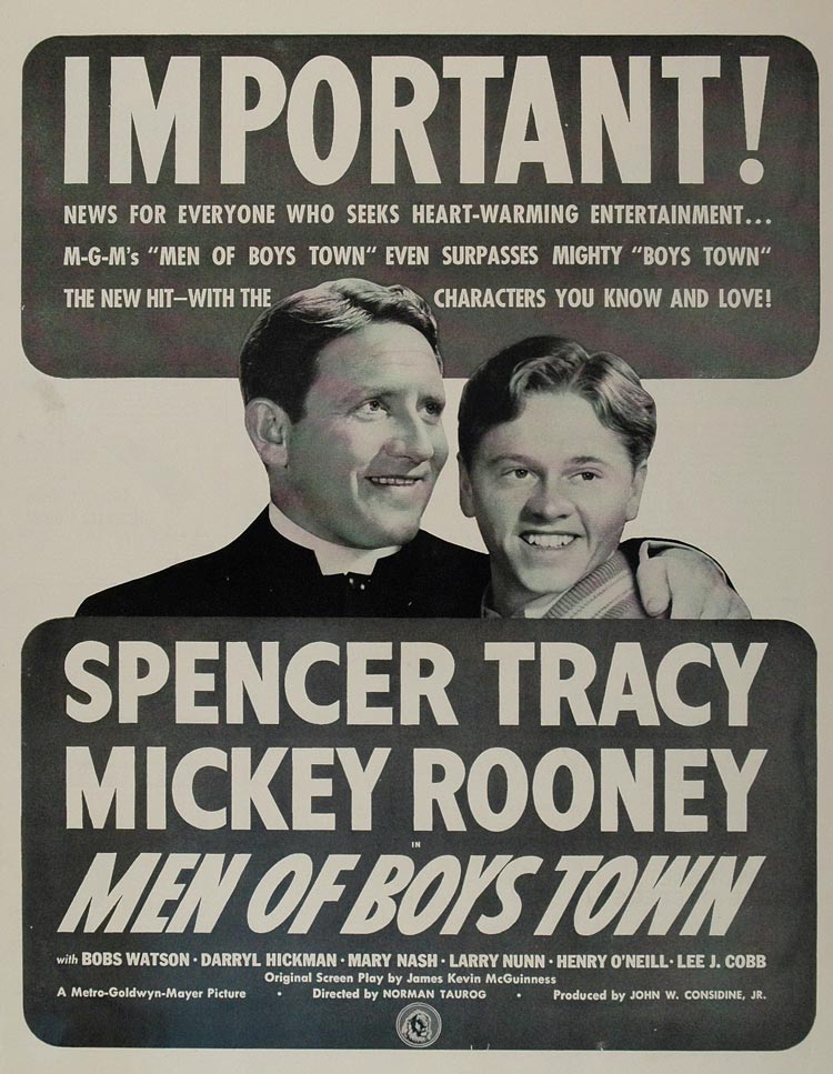 1941 Movie Ad Men Of Boys Town Spencer Tracy Mickey Rooney MGM Motion MOVIE2