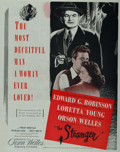 1946 Movie Ad Stranger Orson Welles Edward Robinson Loretta Young MOVIE2