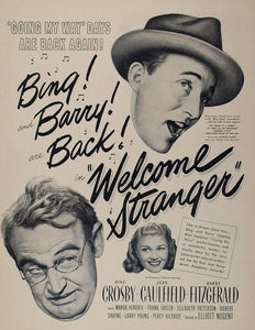 1947 Movie Ad Welcome Stranger Bing Crosby Paramount - ORIGINAL MOVIE2